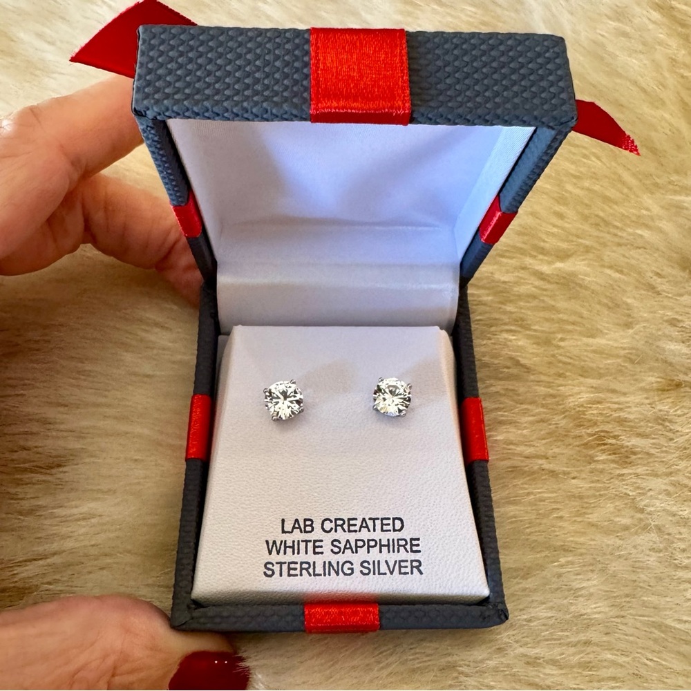 NWT YES PLEASE! diamond alt sterling silver stud earrings - Picture 5 of 9